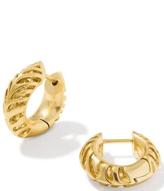 Kendra Scott Womens Tiger Striped Mikki Huggie Earrings In Gold