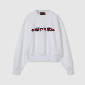 Gucci Printed Cotton Jersey Sweatshirt, White, Ready-to-wear