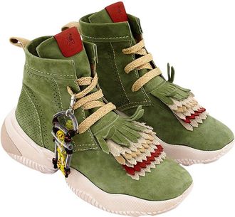 Hogan Fringe-Trimmed Lace-Up Leather Boot