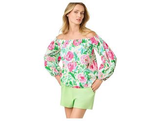 Lilly Pulitzer Siloe Off-the-Shoulder Top Womens Clothing Poppy Party : XXS