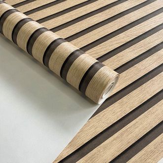 OEM Papel Pintado Imitaci&oacute;n Madera, Marr&oacute;n, Paneles Ac&uacute;sticos, Efecto 3d, Paneles De Madera Escandinavos, Aspecto Natural, Moderno, 9,5 X 0,53 M