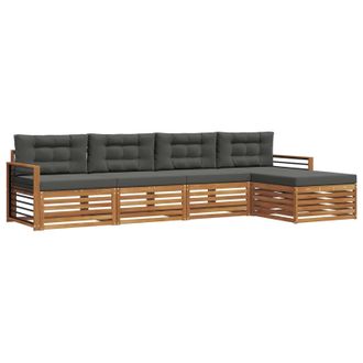 vidaXL Conjunto De Sof&aacute;s De Exterior 5 Pcs Natural Y Antracita Vidaxl