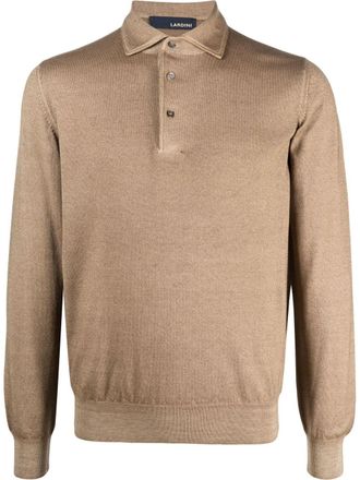 Lardini Poloshirt met lange mouwen - Beige