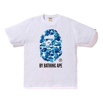 A Bathing Ape Camouflage Ape Head Logo T-Shirt White Blue BAPE19SS-004