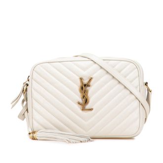 Saint Laurent Pre-owned Womens Quilted Leather Monogram Lou Camera Bag - White - One Size