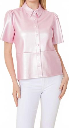 Dolce Cabo Metallic Vegan Leather Top In Orchid