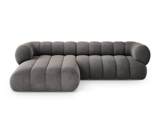 Cosmopolitan Design Sof&aacute; esquinero izquierdo 5 plazas de terciopelo gris
