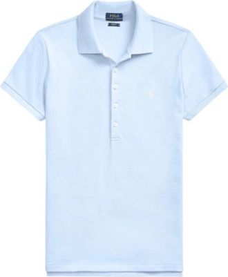 Polo Ralph Lauren Julie Slim Fit Polo met Korte Mouwen - Dames - Polos - Blauw - L - Katoen - Tops