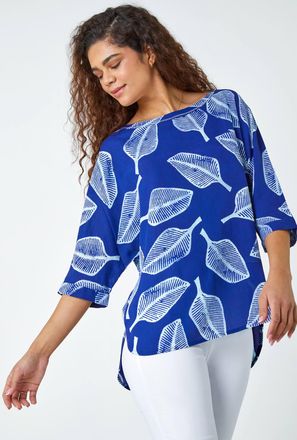 Roman Leaf Print Relaxed Tunic Top