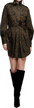 Essentiel Keto Mini Shirt Dress In Black Khaki