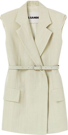 Jil Sander belted tailored gilet - women - Viscose/Silk - 40 - Green