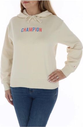Champion Hoodies, female, Beige, Size: XL Beige Printed Hoodie Sweatshirt