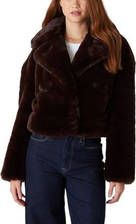 Blank NYC Crop Faux Fur Jacket in Americano at Nordstrom, Size Large