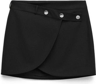 Mango Danita Wrap Front Miniskirt in Black at Nordstrom, Size 10