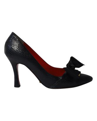 Dolce & Gabbana Dolce & Gabbana Slanghuid Geperste Pump in Zwarte Lederen uitvoering