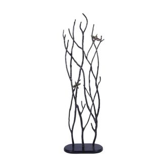 The Libra Company Decorative Screen Sculpture With Branches & Birds - Aluminium in Black
