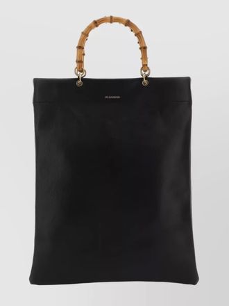 Jil Sander bamboo-handled leather tote bag