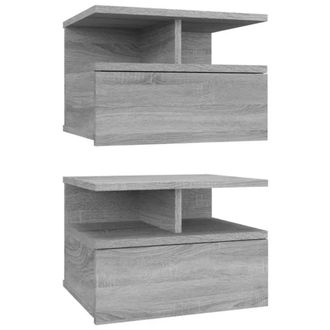 vidaXL Vidaxl - Mesita De Noche Flotante 2 Uds Madera Gris Sonoma 40x31x27 Cm