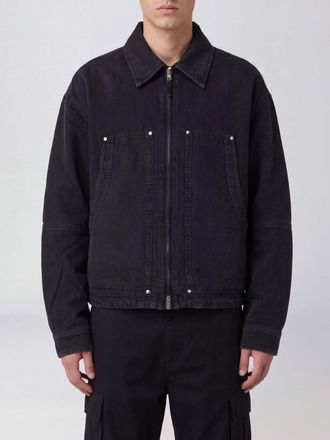 Amiri Giacca di jeans in denim di cotone nero con chiusura a zip
