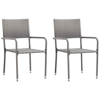 vidaXL Vidaxl - Sedie Da Pranzo Da Giardino 2pz Impilabili Grigie In Polyrattan