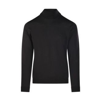 Roberto Collina Mock-Neck Trui - Heren - Truien - Zwart - Maat: L Wol