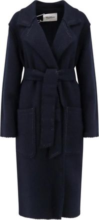 Max Mara Jene Belted Coat - Dames - Jas met riem - Blauw - L - Wol - Jassen