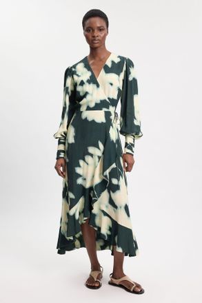 Karen Millen Womens Viscose Crepe Floral Long Sleeve Midi Dress - Size 12 UK