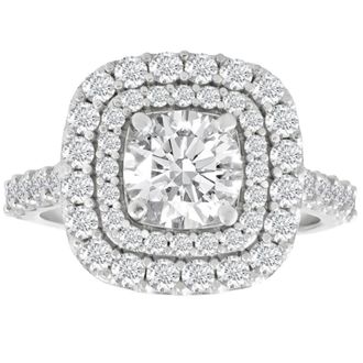 Pompeii3 2 Ct Diamond Double Cushion Halo Engagement Ring 14K White Gold
