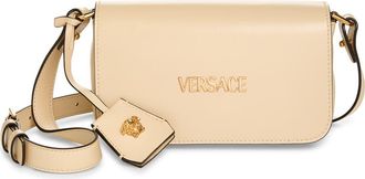 Versace Mini Tag Leather Shoulder Bag in Cream-Versace Gold at Nordstrom