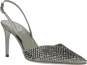 Rene Caovilla Silver Crystal Embellished Pumps Size 36