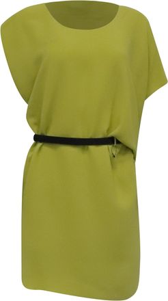 Diane Von F&uuml;rstenberg Diane Von Furstenberg Belted Mini Dress in Lime Green Triacetate