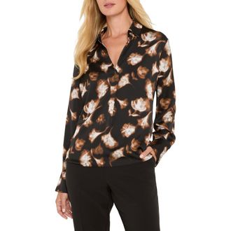 Nic+Zoe Easy Popover Top in Black Multi at Nordstrom Rack, Size Petite P