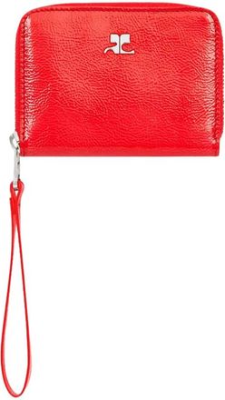 Courr&egrave;ges Naplack Compacte Portemonnee met Rits - Dames - Mini tas - Rood - ONE Size - Leer - Tassen