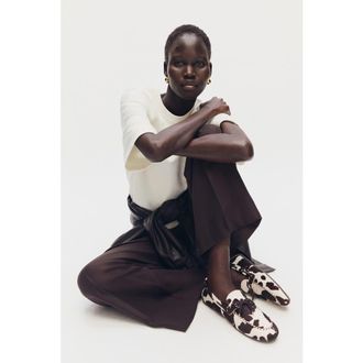 H&M Deck Shoes in White/cowhide Print at Nordstrom, Size 10