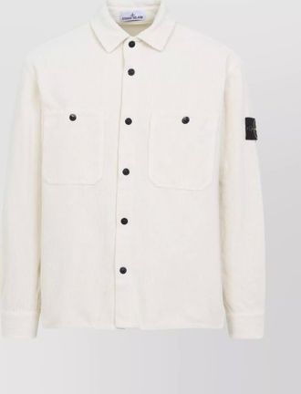 Stone Island cotton velvet overshirt buttoned pockets