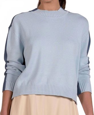 Elan Mila Colorblock Sweater In Light Teal