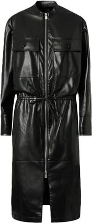 Pinko Aerides Midi Jurk - Dames - Shirt Kleedjes - Zwart - XS - Leer - Kleedjes