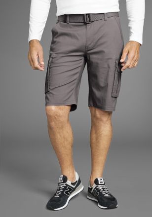 H.I.S Bermudas H.I.S, Herren, Gr. 30, N-Gr, grau (dunkel grau), Web, Obermaterial: 98% Baumwolle, 2% Elasthan, unifarben, normal knieumspielend, Hosen Bermu