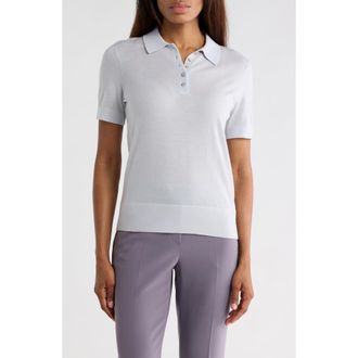 Theory Short Sleeve Wool Polo in Moon Grey at Nordstrom Rack, Size X-Large