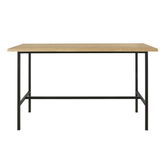 Maisons du monde Mesa alta de comedor profesional de roble y metal negro L.175