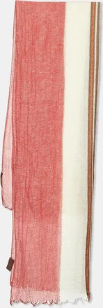 Tod's Tods Red/cream Striped Linen & Cashmere Scarf