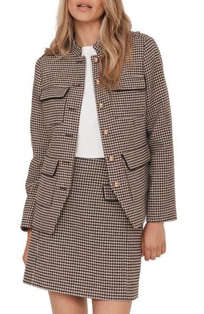 Mint Velvet Checked Military Jacket in Brown at Nordstrom, Size X-Large