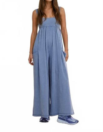 Free People Movement Hot Shot Strappy Onesie In Blue Ash
