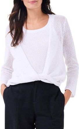 Nic+Zoe Open Stitch 4-Way Cotton Blend Cardigan in Paper White at Nordstrom Rack, Size Xx-Large