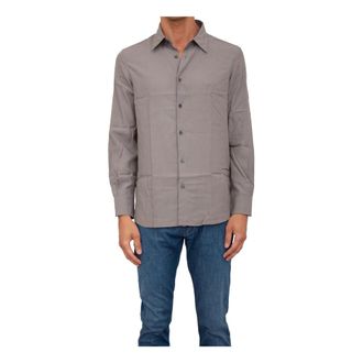 Emporio Armani Grijze Casual Overhemd - Heren - Casual Overhemden - Grijs - L - Overhemden