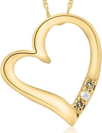 Pompeii3 Diamond & Peridot Heart Pendant 3-Stone 10K Rose Gold with 18 Chain