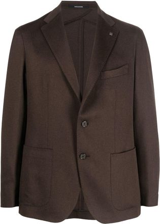 Tagliatore nocthed-collar single-breasted blazer - men - Cupro/Camel Hair - 46 - Brown