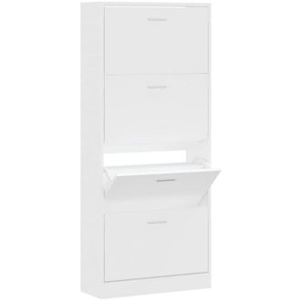 vidaXL Vidaxl - Mueble Zapatero Madera Contrachapada Blanco 63x24x147 Cm