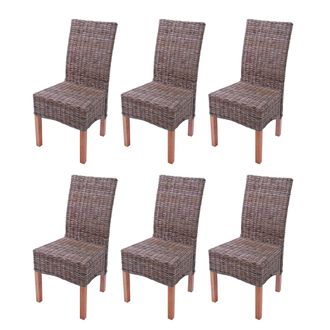 Hhg Hhg - Lote De 6 Sillas De Comedor Silla De Mimbre Silla M44, Rat&aacute;n Kubu, Sin Coj&iacute;n De Asiento