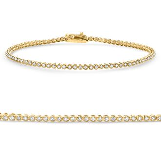 Pompeii3 14k Yellow Gold 1Ct TW Natural Diamond Tennis Line Bracelet 7